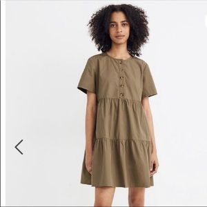 Madewell Button-front Short-sleeve Tiered Mini Dress, Size M